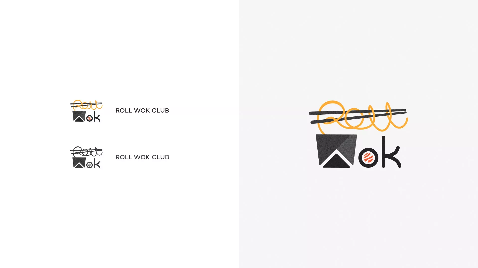 Разработка логотипа суши-бара «Roll Wok Club» в Новоаннинском